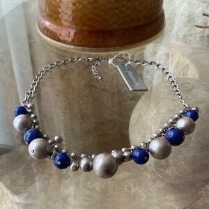Relativity Silver and Blue Beaded Necklace